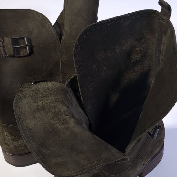 VTG Moschino Cheap and Chic Forest Green Suede Moto Boots Womens Size 7.5 - Picture 6 of 9
